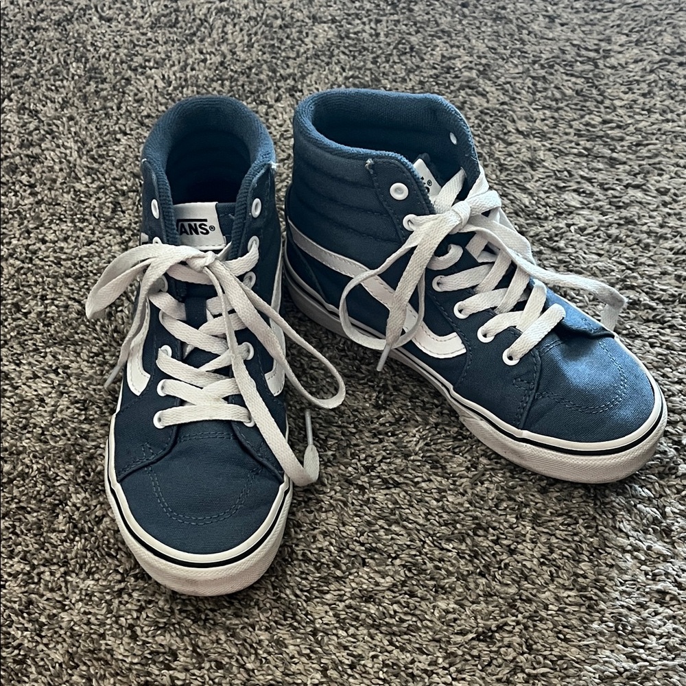 Vans Kids Navy and White High-Top Sneakers size 1
